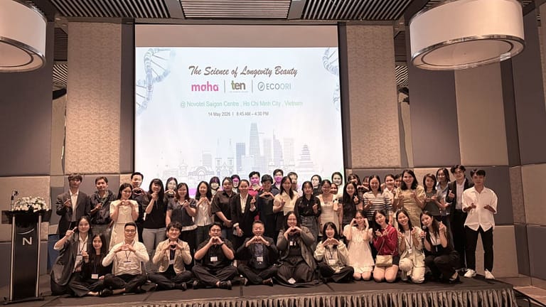 Group photo at The Science of Longevity Beauty seminar in Ho Chi Minh City